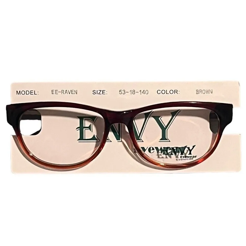 Envy Women's Eyewear Glasses Brown Clear 53 18 140 New
